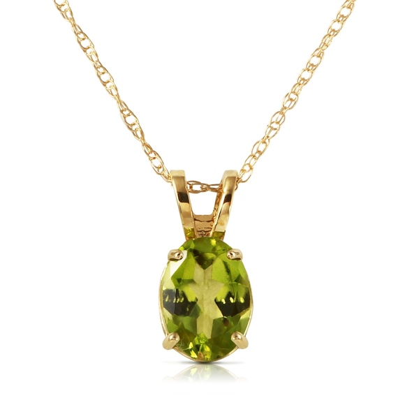 14K. SOLID GOLD NECKLACE WITH NATURAL PERIDOT - Picture 3 of 6